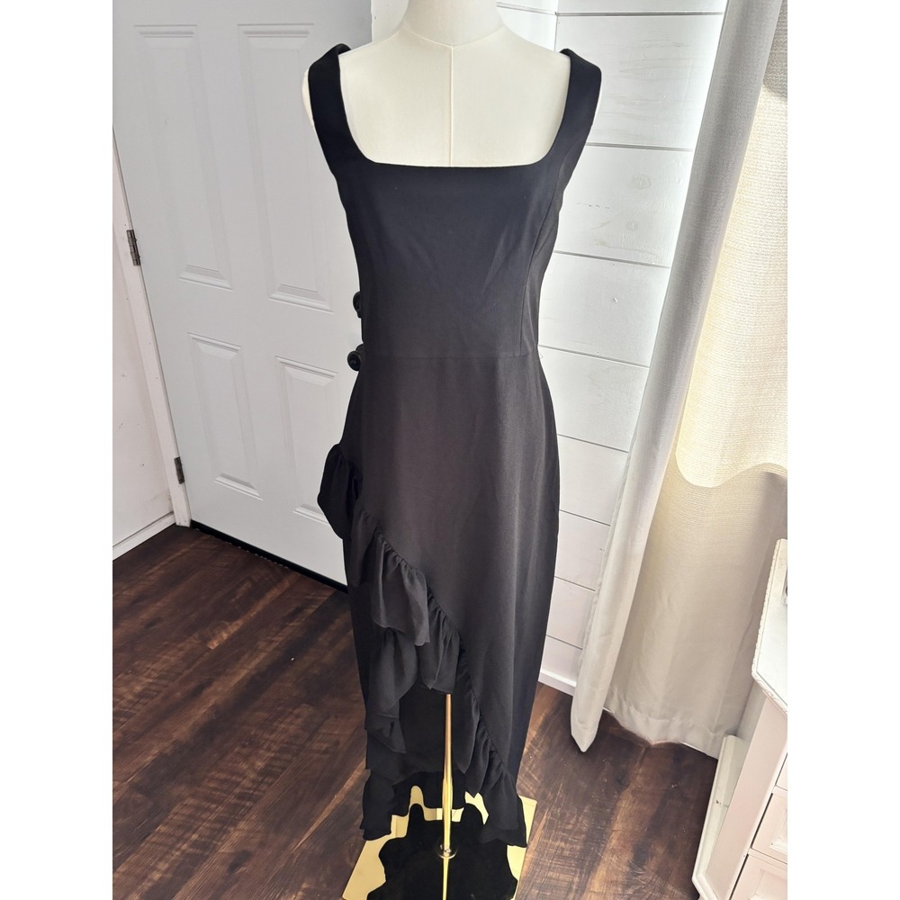 Dress The Population Dress Womens Large Black Asymmetrical Ruffle Maxi Formal